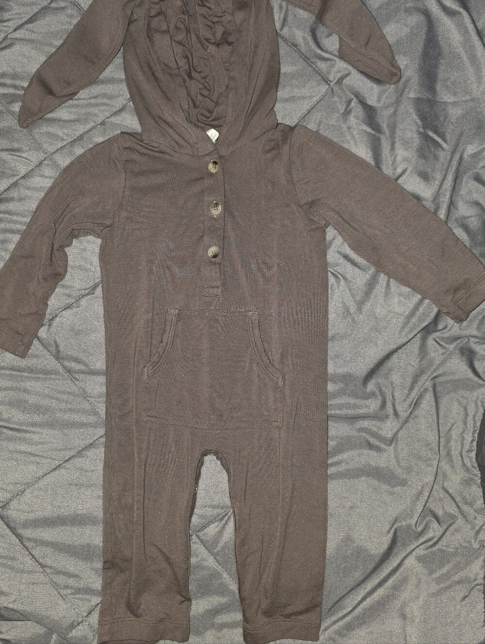 kate quinn Grey Bunny Hooded One Piece Romper